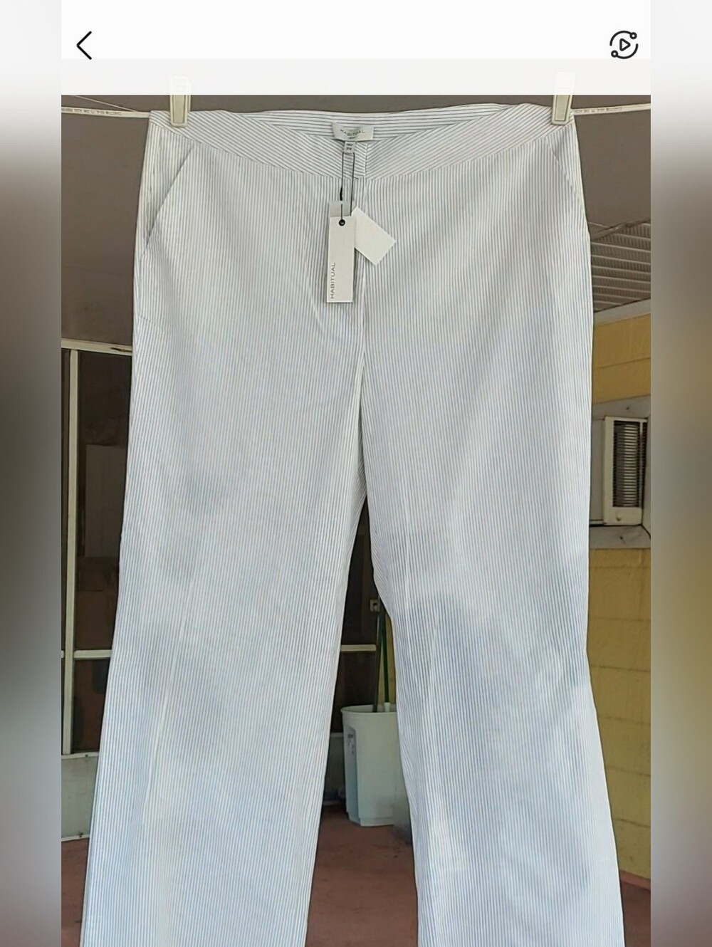 Habitual White Top with Thin Gray Stripes